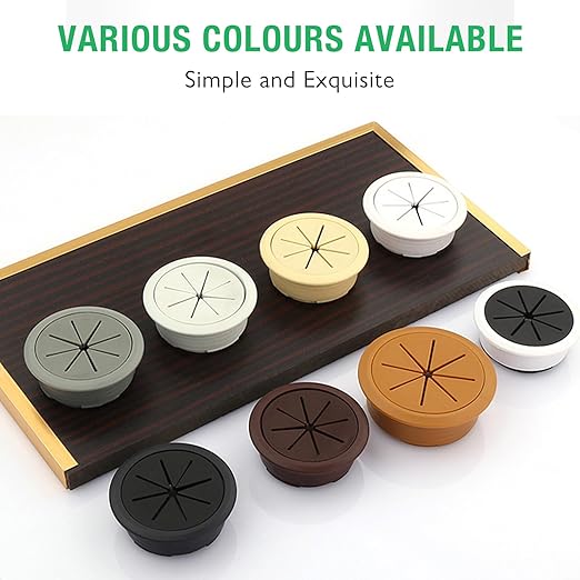 5 Pcs Desk Grommet 2-1/16" / 53 mm, Desk Hole Cover for Cables Coffee, Cable Grommet ABS Plastic, Desk Hole Grommet for Home & Office Pc, Detachable Cable Cord Organizer