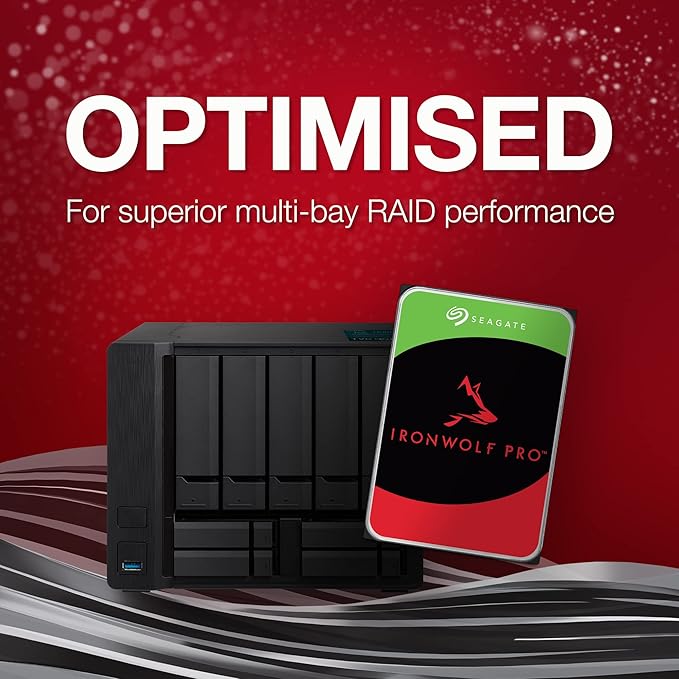 Seagate IronWolf Pro, 16 TB, Enterprise NAS Internal HDD –CMR 3.5 Inch, SATA 6 Gb/s, 7,200 RPM, 256 MB Cache for RAID Network Attached Storage (ST16000NT001)