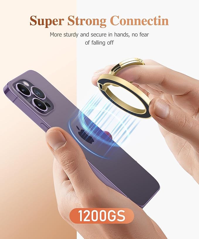 GVIEWIN Magnetic Phone Ring Holder, Compatible with MagSafe Phone Grip with Adjustable Stand, Magnet Phone Ring Kickstand for iPhone 16 Pro Max/Plus/15/14/13/12 Series/Other Phones (Dreamland River)