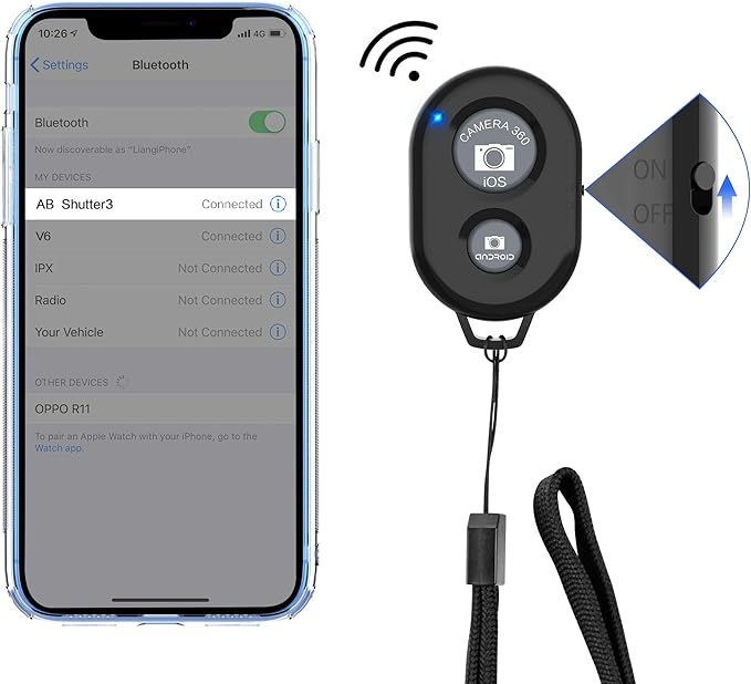 Wireless Camera Remote Shutter for Smartphones (2 Pack), Zttopo Wireless Phone Camera Remote Control Compatible with iPhone/Android Cell Phone - Wrist Strap Included Black&Blue