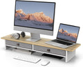 Fenge Monitor Stand with Drawer, 2 Tiers Dual Monitor Riser for Desk, 35 Inch Computer Stand for 2 Monitors, Desk Shelf for Home, Office, Laptop, PC, TV, Printer