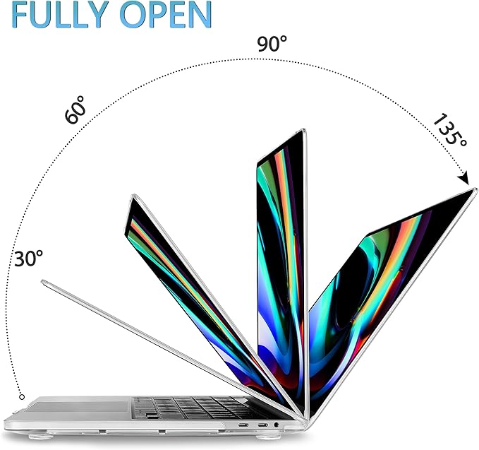 Mektron Case for MacBook Pro 16 inch A2141 (2020 2019 Release) with Touch bar & Touch ID, Ultra Thin Clear Hard Laptop Cover Keyboard Skin Screen Protector, Cloud & Lightning