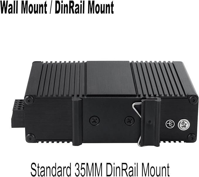 Industrial Mini Gigabit Ethernet Switch 4-Port RJ45 10/100/1000BASE-T+1-Port SFP Slot,Unmanaged Network Switch,Network Hub,Dinrail Mount or Wall-Mount,Plug & Play,Fanless (4 RJ45+1 SFP)