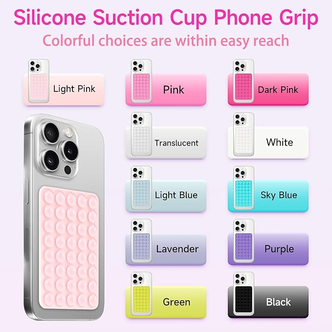 Silicone Suction Phone Case Mount, Non Slip Suction Cup Phone Mount, Phone Accessories Holder for Selfies and Videos, Silicon Adhesive Phone Stand Sticky for Cell Phone Green