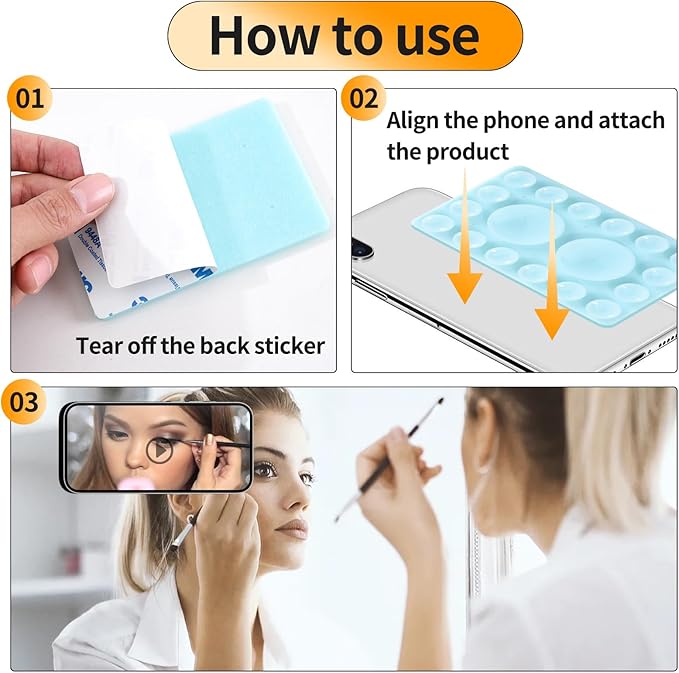 ZYCCER Double Sided Silicone Suction Phone Holder Mount,Compatible with iPhone and Android Cases Hands-Free Mirror Shower Phone Mount Strong Grip Holder (Red, Single Sided 1PCS)