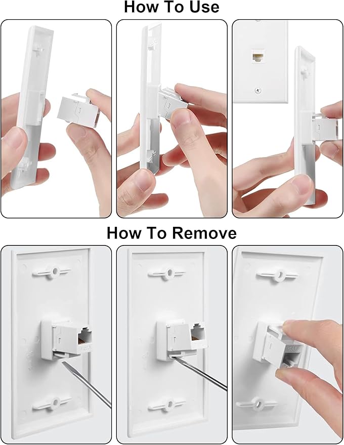 HDMI Wall Plate, 1 Port 4K HDMI Keystone Female to Female Wall Plate-White