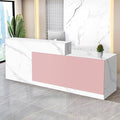 Reception Desk with Counter Modern Checkout Counter with Lockable Drawer Keyboard Tray Receptionist Desk for Office Salon Reception Table P Right 51inch/130cm