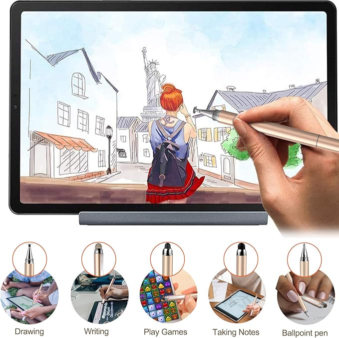 Penyeah Stylus pens for Touch Screens - [4-in-1] High Sensitivity and Precision Touch Screen Stylus Disc Tip,Black Rubber Tip & Mesh Fiber Tip Universal for All Capacitive Touch Screen Device (Gold)