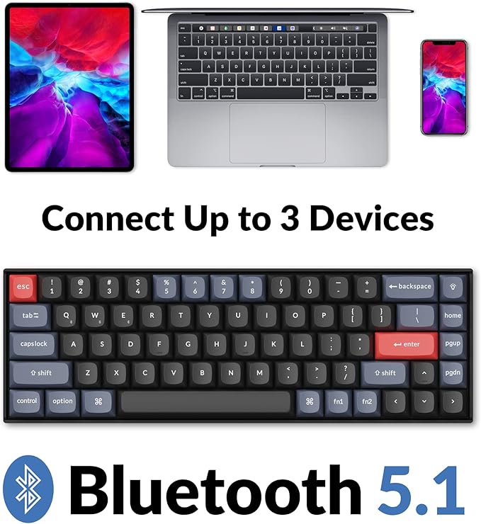 Keychron K6 Pro Wireless Custom Mechanical Keyboard, QMK/Launcher Programmable Macro, Hot-Swappable, 65% Layout White Backlit Office Keyboard for Mac Windows Linux