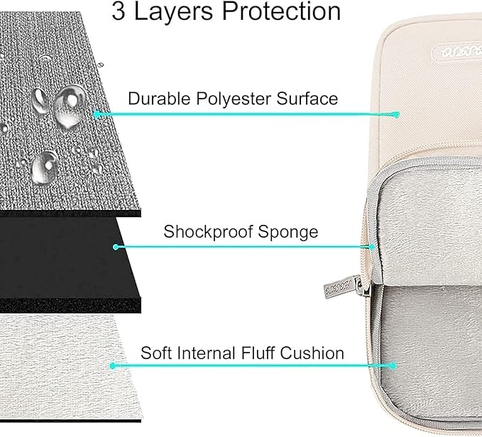 MOSISO Laptop Case 16 inch, 15-15.6 inch Laptop Sleeve Compatible with MacBook Pro 16 M4 M3 M2 M1, HP Acer Dell Lenovo ASUS Notebook, Polyester Vertical Computer Sleeve Bag with Pocket, Sand