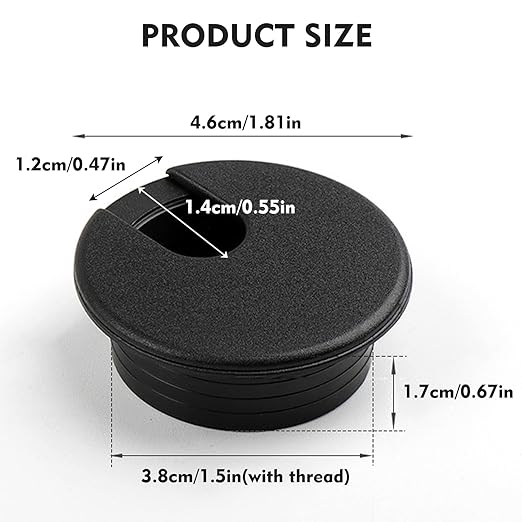 2 Pcs Desk Grommet 1.5Inch, ABS Plastic Desk Hole Cover, U-Shaped Desk Wire Hole Insert for Office Home School Computer Desk Equipment Cable Cord Organizer