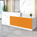 Reception Desk with Counter Modern Checkout Counter with Lockable Drawer Keyboard Tray Receptionist Desk for Office Salon Reception Table U Right 51inch/130cm