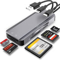 5-in-1 Multi Memory Card Reader,Aluminum SD/TF/CF/MS/M2/Micro SD Card Reader Adapter for i-Phone/i-Pad USB C and USB A Devices,No Application Required Plug and Play