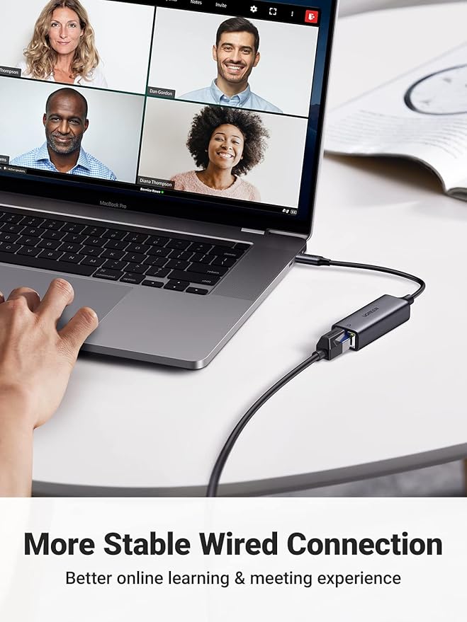 UGREEN USB C to Ethernet Adapter, 1000Mbps, RJ45, Driver-Free, Compatible with Windows, MacOS, iPadOS, ChromeOS, Android, Laptop, Tablet, Smartphone