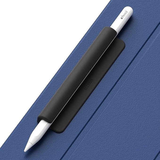 ELETIUO Silicone Pencil Holder Sleeve,Compatible with Apple Pencil (USB-C),Apple Pencil 1st/ 2nd Generation,Strong Adhesive Sticky Attached to iPad Case for Stylus Pens,Black