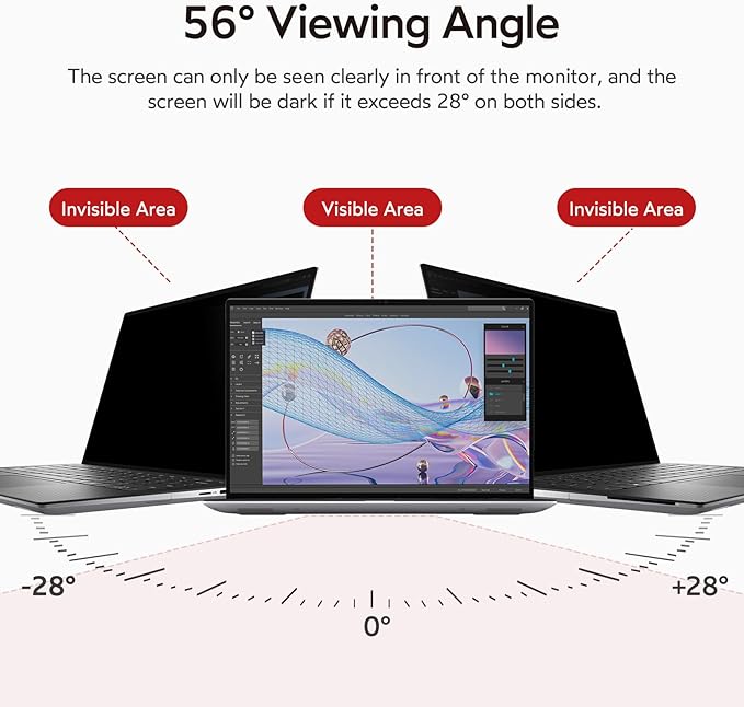 BERSEM 14 inch Removable Laptop Privacy Screen Filter for 16:9 Ratio Monitor, Anti-Spy, Anti-Glare, Anti-Scratch, UV-Blocking