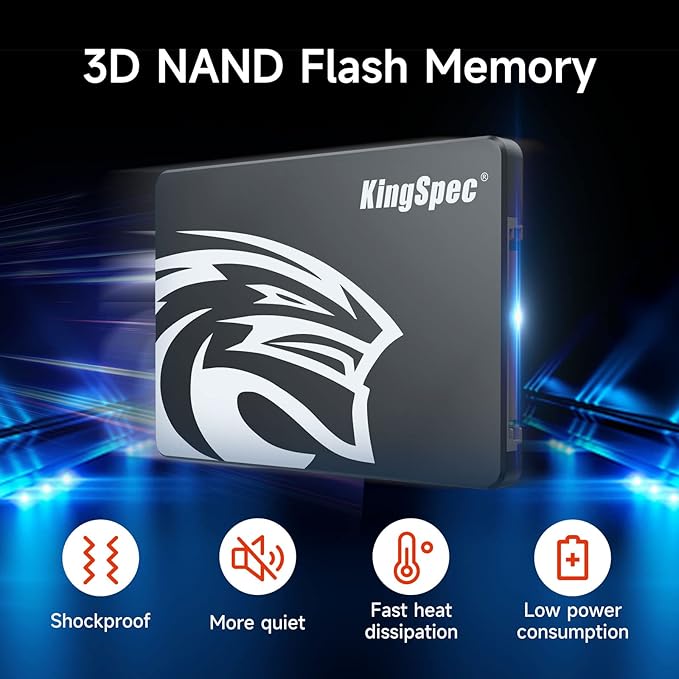 KingSpec 512GB 2.5 SSD SATA III Internal - 550MB/s Read, 520MB/s Write with 3D NAND Flash, for Laptop & Desktop PC Upgrade