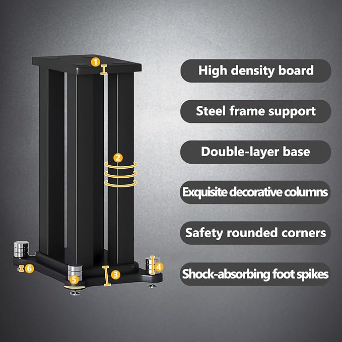 A Pair of Speaker Stands, Bookshelf Speaker Stand Steel Frame Support for Speakers up to 40 kg, Vibration-Absorbing MDF Design, Universal Speaker Stand Improves Sound Quality (70cm/27.5in)