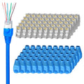 100-Pack Cat 6 Pass Through Shielded RJ45 Connectors with RJ45 Boots Cover (Cat6 Connector/ Cat5e Connector/Ethernet Ends/Cat 6 Ends/ RJ45 Modular Plugs) for Solid or Stranded STP Cable