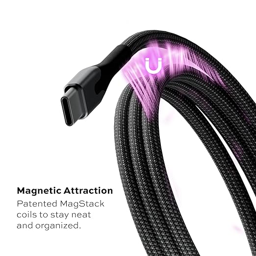 Statik MagStack USB to USB C Cable, A to Type C Charger Fast Charging Phone Charger Cord, On The Go Magnetic Charging Cable for Car, Compatible with iPhone 16 Pro Max, 15, Galaxy S24, 27W 3FT/1M