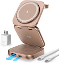 5-in-1 Wireless Charger for MagSafe, AC ISLAND Portable Travel Charging Station, 15W Max Fast Foldable Magnetic Stand, Evolved for iPhone 16/15/14/13 Series, Apple Watch, AirPods (with 35W Adapter)
