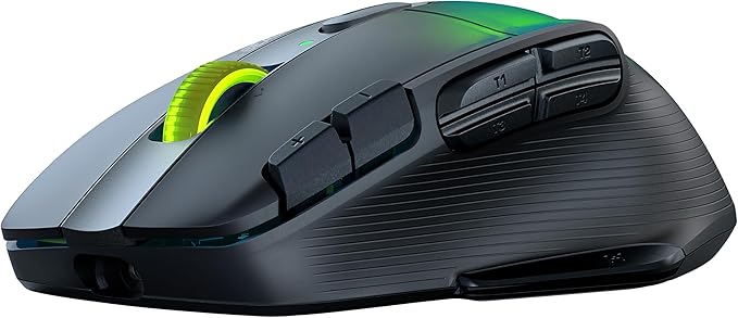 Turtle Beach Kone XP Air Wireless Customizable Ergonomic RGB Gaming Mouse, Bluetooth, 19K DPI Optical Sensor, 100-hour Battery & Charging Dock, 29 Programmable Inputs & RGB Lighting, 4D Wheel – Black