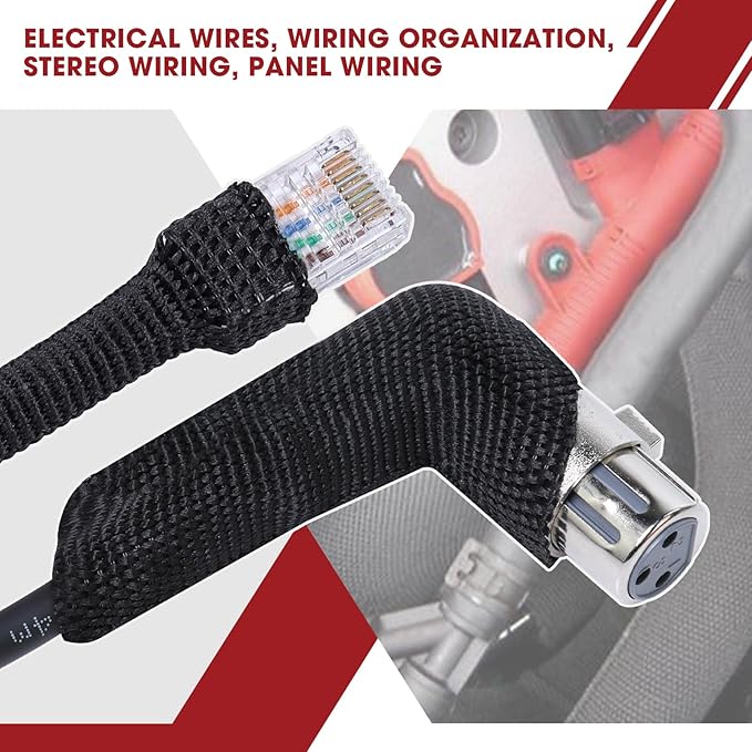 Braided Sleeving 2:1 Shrinkable Fabric Heat Shrink Tubing- Abrasion Protection Flexibility Wiring Harness Cable Sheath (1/2" ID, 30ft)