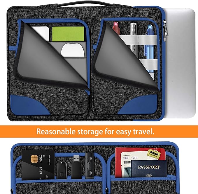 Hseok Ultra-Slim Laptop Case 17 17.3 inches Sleeve Protective PC Briefcase for Commuting and Business Trip，Blue