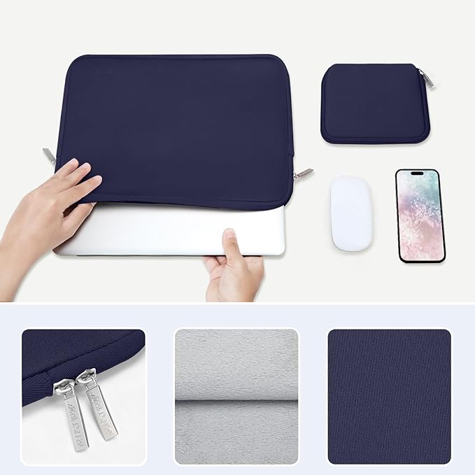 MOSISO Laptop Case 15 inch, 15 inch Laptop Sleeve Bag Compatible with MacBook Air 15 M4 A3241 M3 A3114 M2 A2941 2025 2024 2023, Dell XPS 15, Neoprene Computer Sleeve Bag with Small Case, Navy Blue