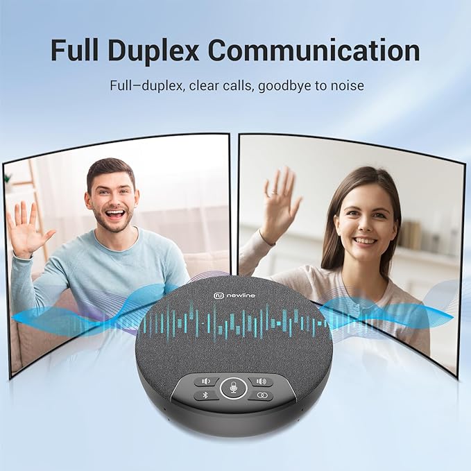 N newline Conference Speaker and Microphone, 4 AI Mics 360° Voice Pickup, Plug & Play, Bluetooth Speakerphone w/dongle, Wireless Daisy Chaining, Noise Reduction, for Meeting, Home Office, NewPie 91