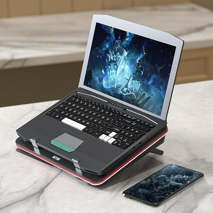 GT500 Powerful Turbo-Fan (5000 RPM) Laptop Cooling Pad with Infinitely Variable Speed,Seal Foam for Rapid Cooling Gaming Laptop,13-17.3inch Laptop Cooler with 3-Port USB Hub