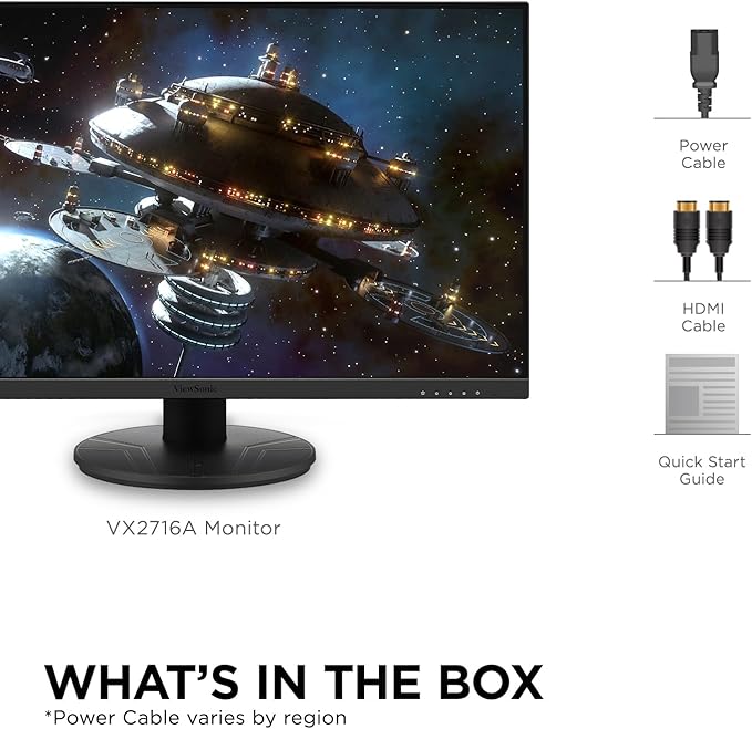 ViewSonic VX2716A 27 Inch 1080p 1ms 120Hz IPS Gaming Monitor with Eye Care, USB C, HDMI 1.4, and DisplayPort Inputs