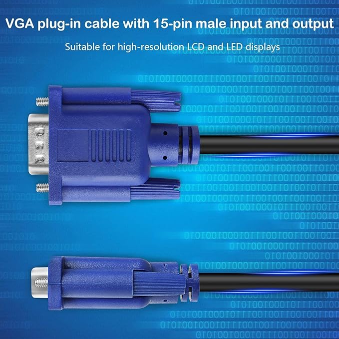 PASOW VGA to VGA Monitor Cable HD15 Male to Male for TV Computer Projector (50 Feet)