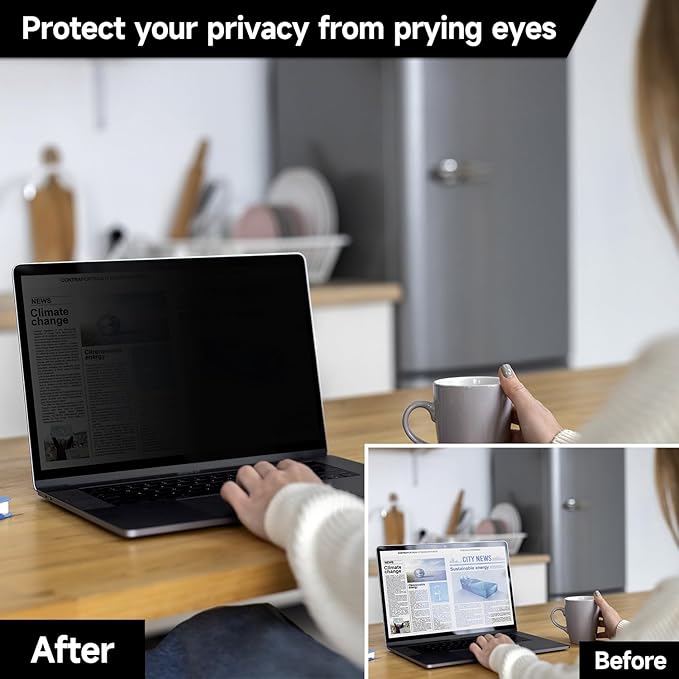 2 Pack Privacy Screen Compatible with MacBook Pro 16 Inch Screen Protector (2021-2024, M1, M2, M3, M4), Anti Blue Light Glare & Anti Scratch Computer Privacy Shield for Mac Pro 16.2"