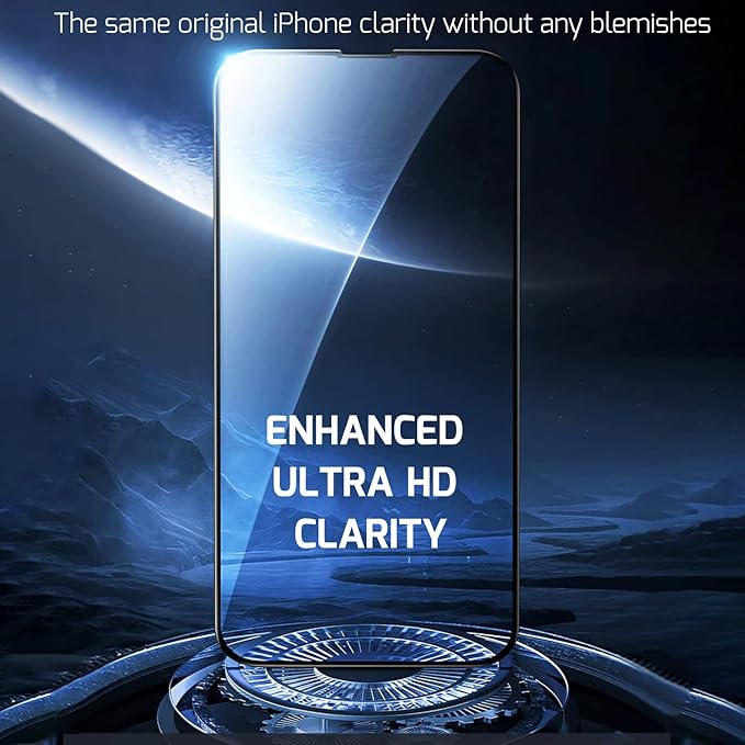 For iPhone 14 Pro Max Screen Protector Tempered Glass [Black Edge] Compatible with Apple Dynamic Island (2 Pack)