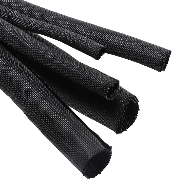 Split Braided Wire Sleeving Loom Mesh Woven for Automotive Wires/Audio Video Cable/Multi-Cable Strings Organized Guard Cover (1/4" - 18 Feet)