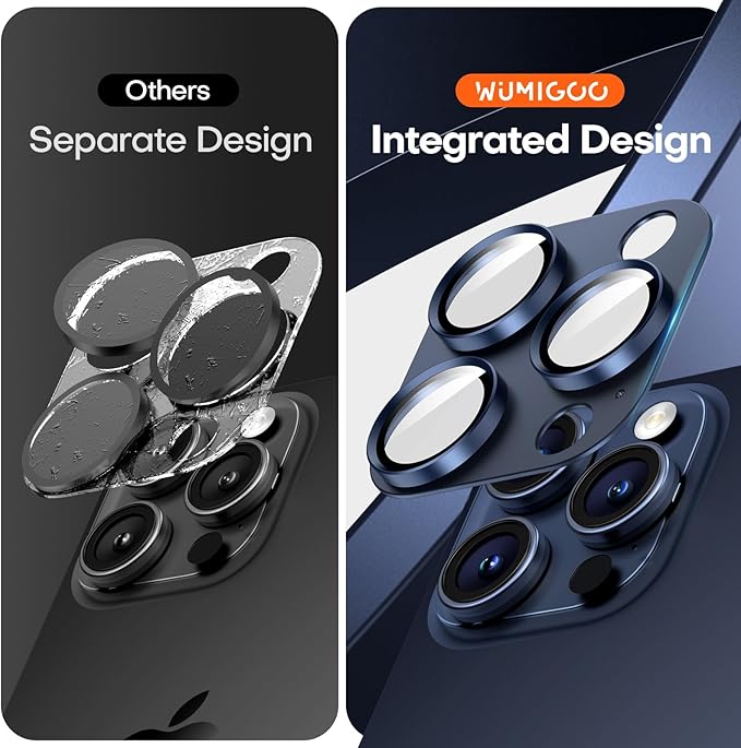 Camera Lens Protector for iPhone 16 Pro Max/16 Pro/iPhone 15 Pro Max/15 Pro/iPhone 14 Pro Max/14 Pro, Aluminum Alloy Sapphire Glass Camera Screen Cover, Case Friendly- Blue Titanium