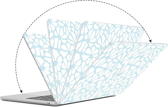 G JGOO Compatible with MacBook Air 13 inch Case 2025 2024 2023 2022 M4 A3240 M3 A3113 M2 A2681, Plastic Hard Shell for MacBook Air 13.6 inch Case + Keyboard Cover + Screen Protector, Blue Flower