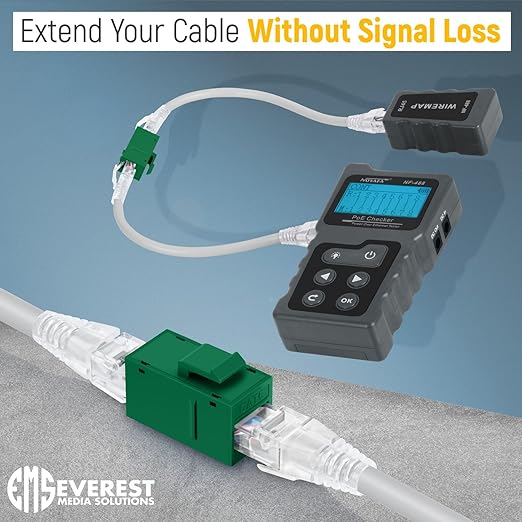 Everest RJ45 CAT6 Keystone Coupler in Green (6-Pack) - RJ45 Coupler for Ethernet, Cat6 Keystone Jacks