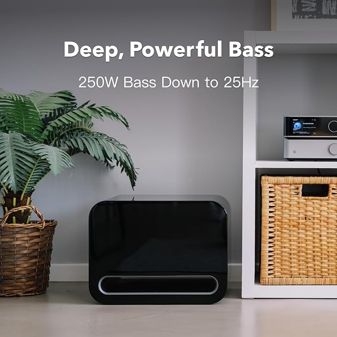 WiiM Sub Pro – 8" 250 W Wireless Smart Subwoofer | AI RoomFit™ Calibration | Wi-Fi 6 & Bluetooth 5.3 | 25 Hz Deep Bass | Works with WiiM Streamers, Amps & Any RCA Sub-Out System | Black