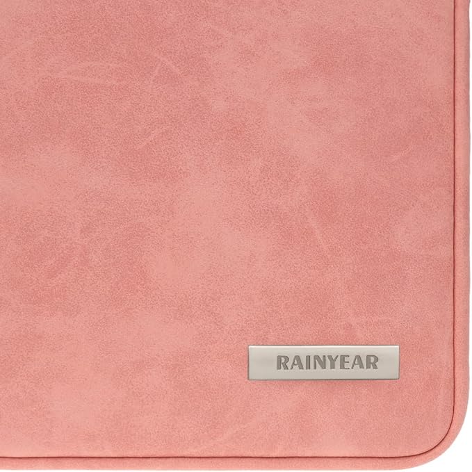 RAINYEAR 16 Inch Laptop Sleeve PU Suede Leather Case Protective Padded Zipper Cover Water Resistant Carrying Bag Compatible with 16" MacBook Pro/Max A2780 A2991 A3403 A3186 A2141 A2485 (Coral)