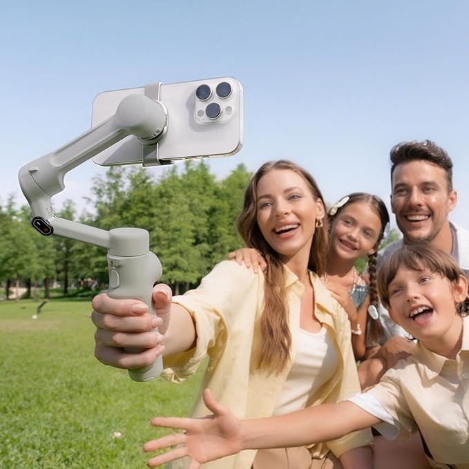 Insta360 Flow 2 Grey - Foldable AI Phone Gimbal, AI Tracking, Multi-Person Tracking, Built-in Tripod/Selfie Stick, Remote Control, iPhone/Android Portable Stabilizer