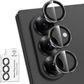 for Samsung Galaxy Z Fold 7 Camera Lens Protector, Individual Metal Ring Tempered Glass Lens Cover, [Strong Adsorption] Scratch Resistant Ultra-Thin HD Clear Lens Cover, 1 Set-Black Ring