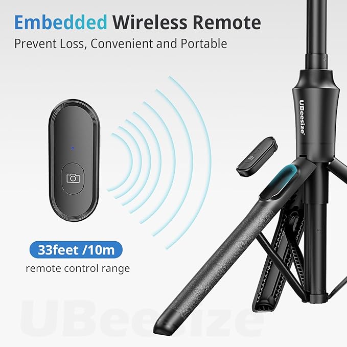 UBeesize 68'' Magnetic Selfie Stick Phone Tripod With Wireless Remote, Extendable Stand, Compatible With MagSafe, for iPhone 15 14 13 12 Series and Android Phones