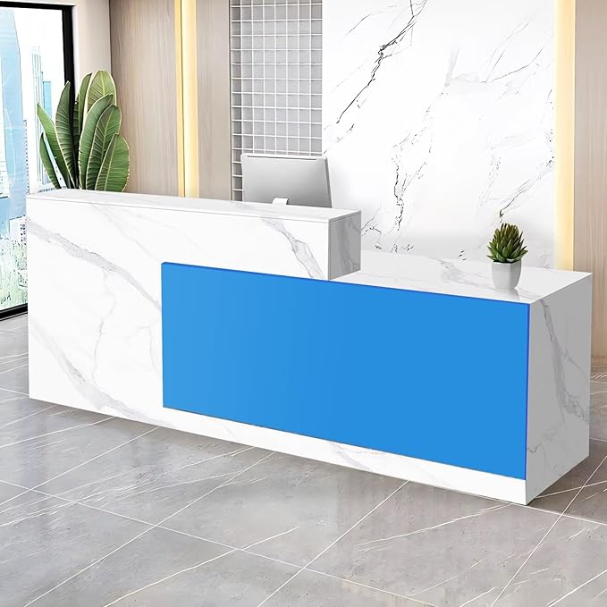 Reception Desk with Counter Modern Checkout Counter with Lockable Drawer Keyboard Tray Receptionist Desk for Office Salon Reception Table V Right 47inch/120cm