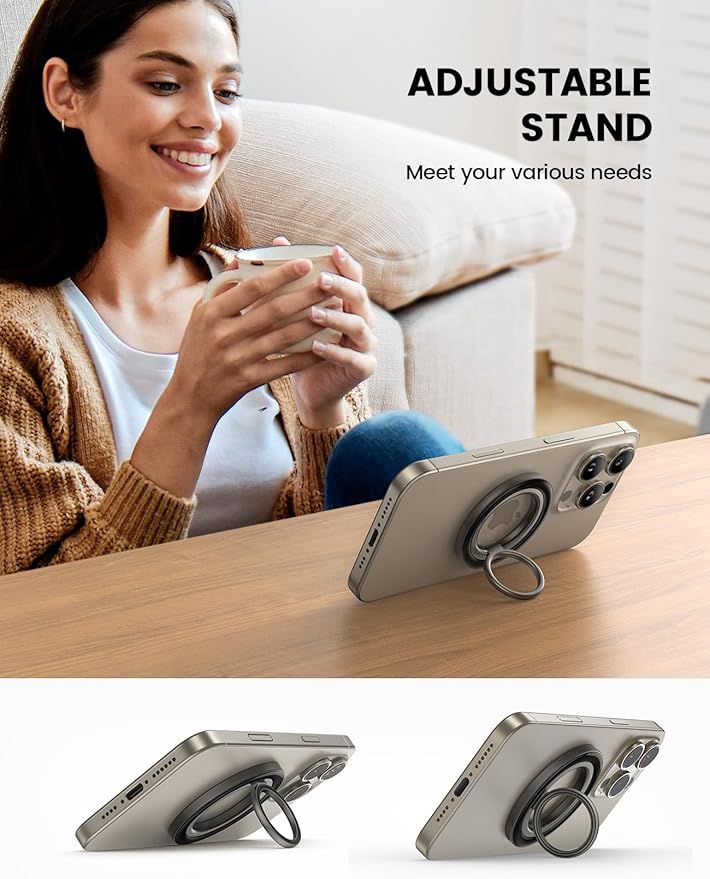 Lamicall Magnetic Phone Ring Grip for MagSafe - [4.4lbs Ultra Magnet] Finger Holder, Father's Day for Father, 360° Metal Gear Hinge Ring Stand for iPhone 16 15 14 Pro Max, Cases, Mag Safe Accessories