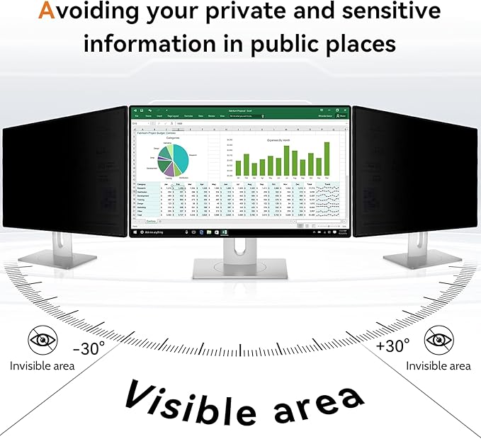 Mamol 22 Inch Computer Privacy Screen Filter for 16:10 Aspect Ratio Widescreen Monitor - Removable Anti Glare Blue Light Filter, Anti-Scratch Privacy Protector Film, Computer Screen Shield 22in