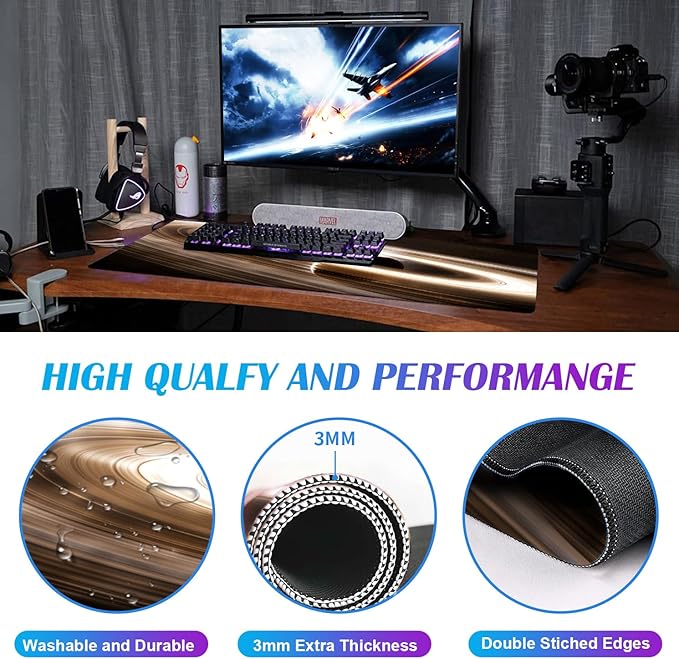 Extra Large Space Earth Table Mat, Dirt Resistant Creative Milky Way Table Mat, Computer Keyboard Mat, Minimalist Home Mouse Mat, 35.4 x 15.7 x 0.12 Inch Waterproof Mouse Mat