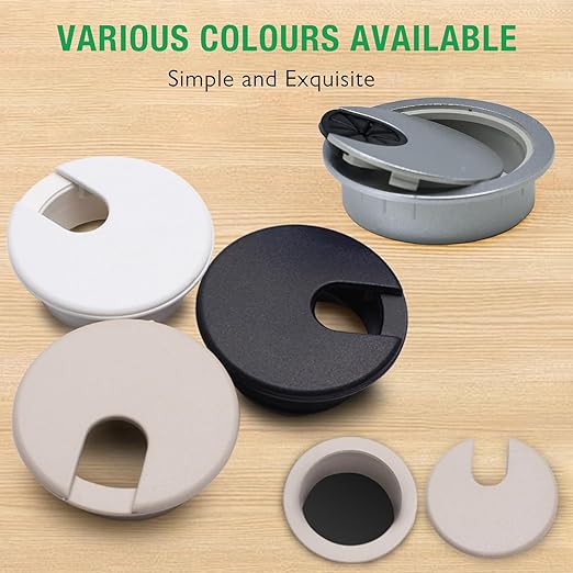 10 Pcs Desk Grommet 1-1/2" / 38 mm, Desk Cord Hole Cover, Cable Grommet ABS Plastic, Desk Hole Grommet for Home & Office Pc, Detachable Cable Cord Organizer-White
