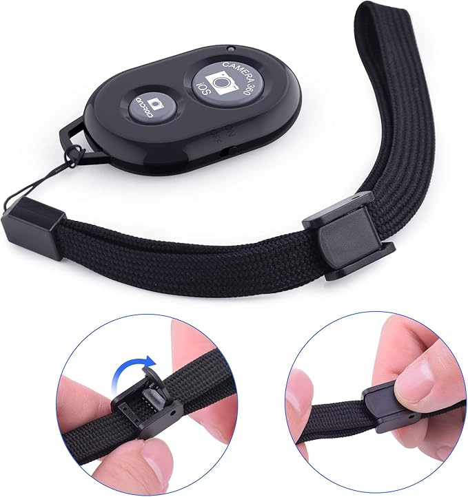 Wireless Camera Remote Shutter for Smartphones (2 Pack), Zttopo Wireless Phone Camera Remote Control Compatible with iPhone/Android Cell Phone - Wrist Strap Included Black&Blue